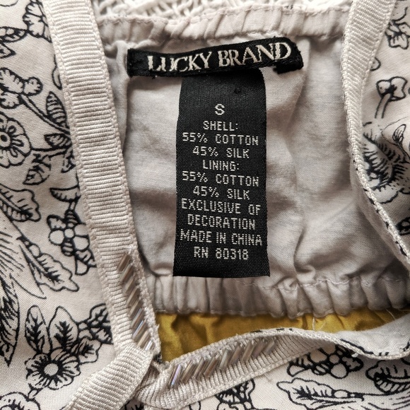 Lucky Brand, Floral Cotton Silk Tank Grey Yellow - Picture 5 of 6